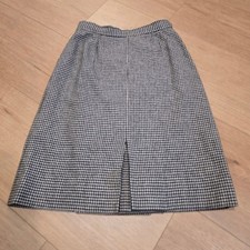 VTG Evan-Picone Saks Fifth Avenue Houndstooth Wool Pencil Skirt Black White 8P