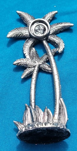 Vintage Pewter Palm Tree Tropical Home Office Decor Photo Holder Souvenir Rare - Picture 3 of 6