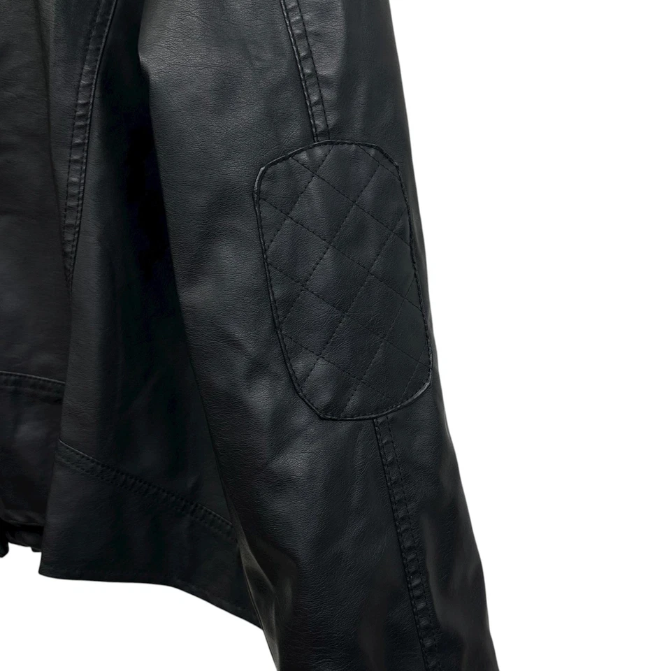 New Look Jacket Womens 2XL Black Faux Leather Moto Biker Zip Quilted Lined - Image 4 of 4