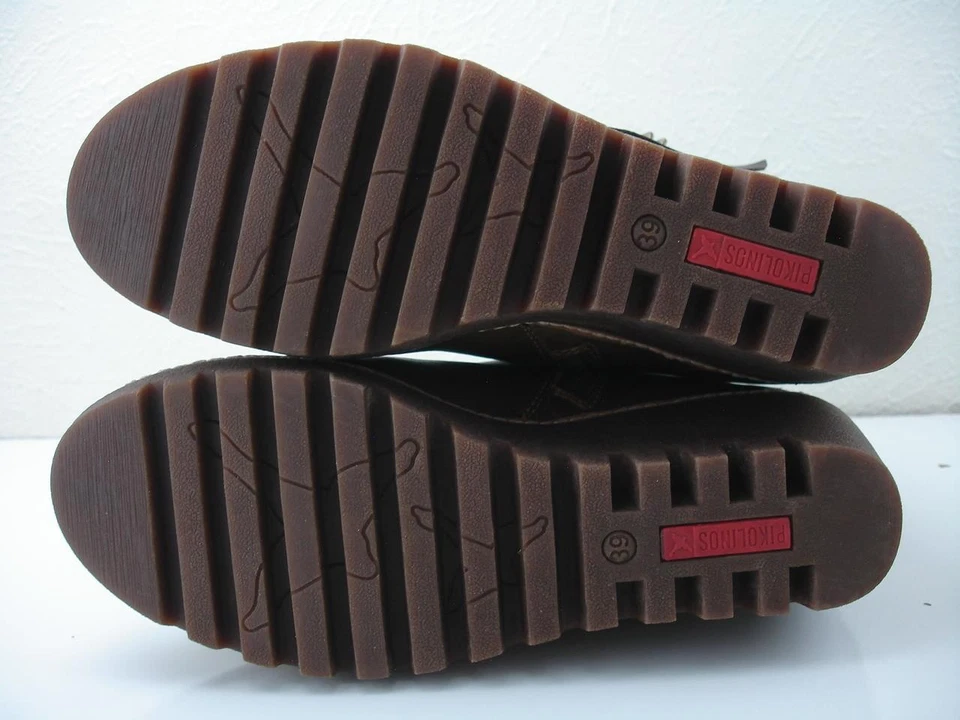 女士 8.5 39 Pikolinos Sanlucar 棕色皮革踝靴楔形背带 — 第 4/4 张图片