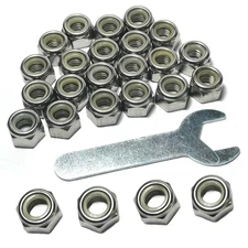 25pcs 5/16-24 Lock Nuts Stainless,5/16-24 Nylon Insert Locknuts with Wrench,3...