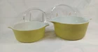 Pyrex Verde Olive Green 2.5 Qt & 1.5 Qt Oval Casserole Dish Set Lids