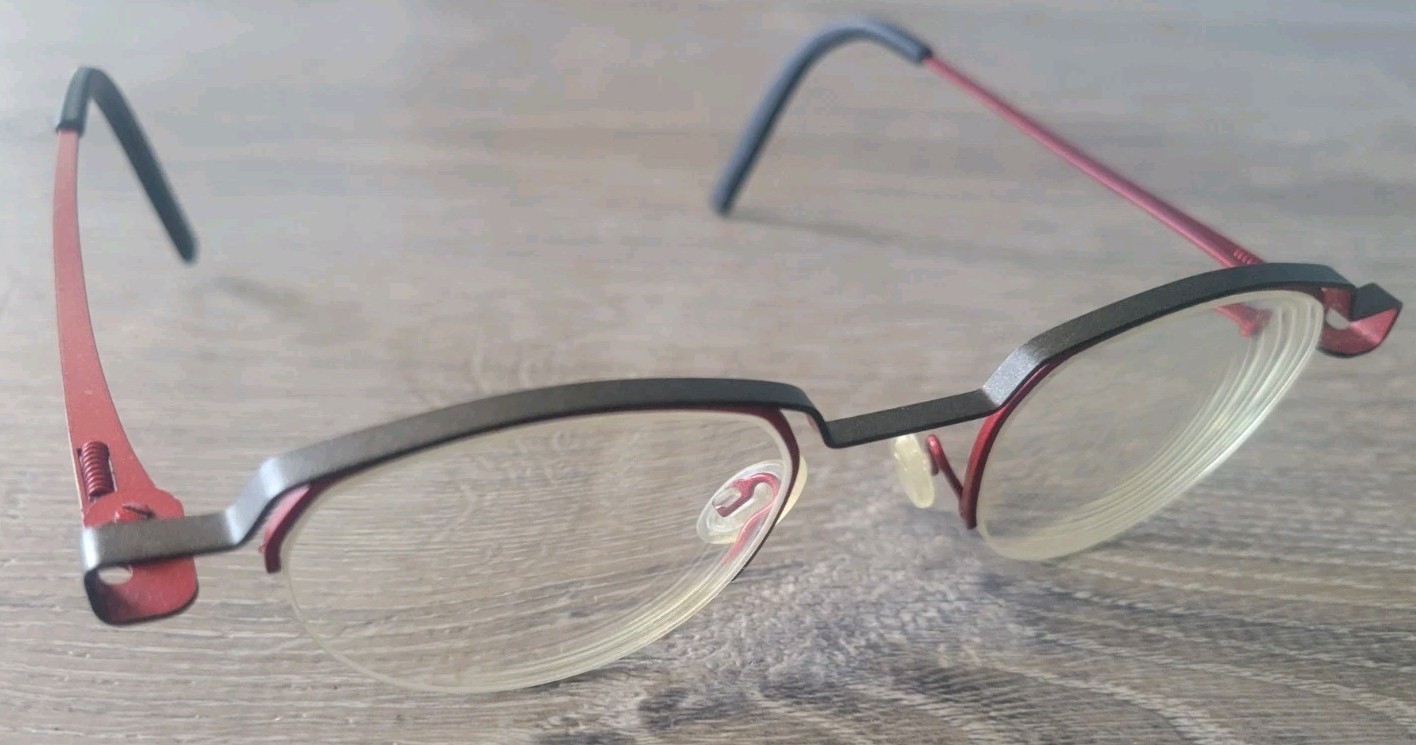 Theo Belgium Puree Vintage Nylor Panto Frame Semi Rimless Red 283 *Frame Only*