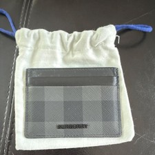 Burberry Plaid Black Card Holder Wallet for Men with Logo Accent