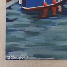 Original Boat Painting Nautical Lake Scene Ship 9x12 Acrylic Coastal Art — photo 2