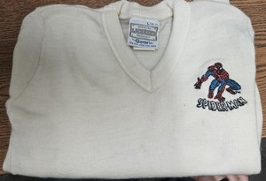 1981 Garan Child's Sweater Long Sleeve SPIDER-MAN Embroidered Patch on Chest 