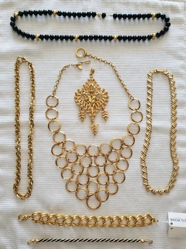 Vintage Costume Jewelry Lot Retro MCM Gold tone vendome trifari napier hook BOLD