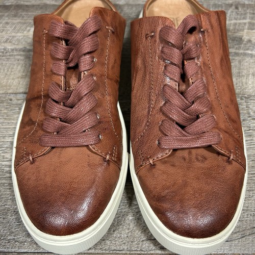 Frye Ivy Low Lace Mule Sneakers Shoes Womens 9 M Cognac Brown Leather Slip On - Picture 4 of 9