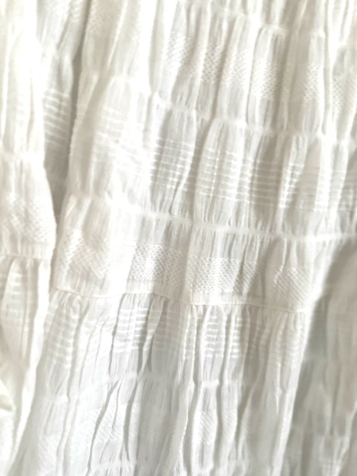 NUEVO CON ETIQUETAS Max Studio Falda Gauzy Blanca en Niveles Para Mujer Forrada en L Algodón Beach Resort $128 Foto 3 de 4