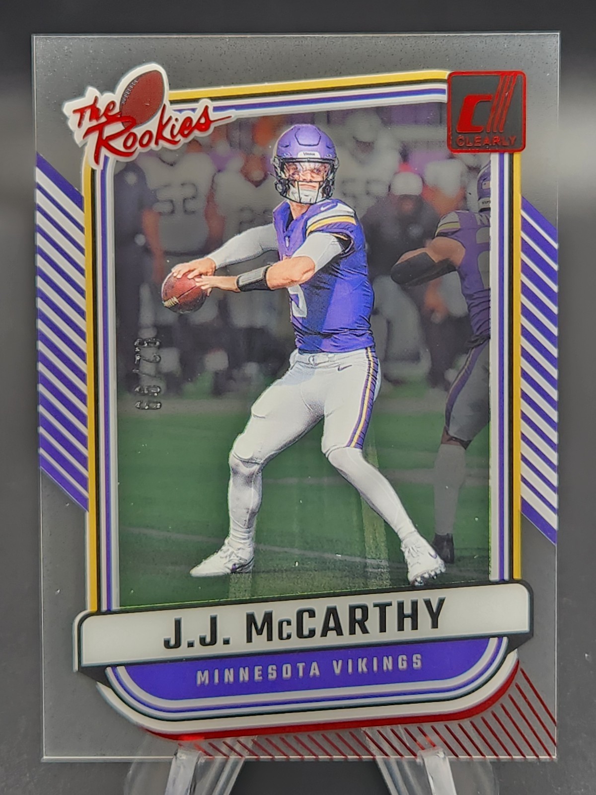 J.J. McCarthy 2024 Panini Clearly Donruss The Rookies Red #92/99