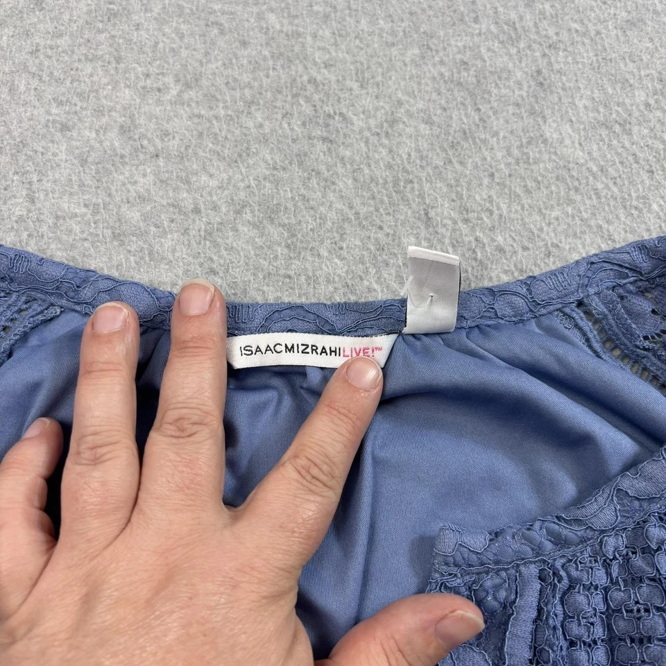 Isaac Mizrahi 现场礼服女式 XL 蓝色蕾丝花卉纹理 3/4 袖正式 — 第 3/4 张图片