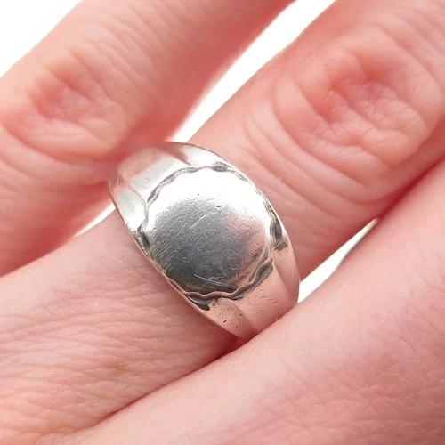 Kinney Co. 925 Sterling Silver Antique Art Deco Signet Ring Size 6.25