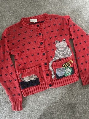 Vintage The Eagle Eye Cat and Mouse Cottagecore Strickjacke Größe Small