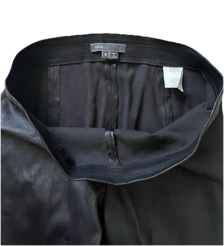 VINCE Black 100% Leather Ankle Zip Leggings Pants Moto Pull On Size Medium 29x30 - Picture 3 of 12