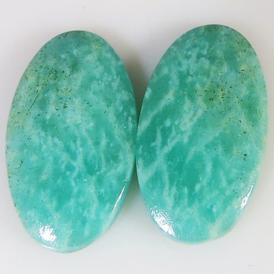 natural AMAZONITE PAIR cabochon loose gemstone 20.00 Cts.(12x21x3 mm) oval shape