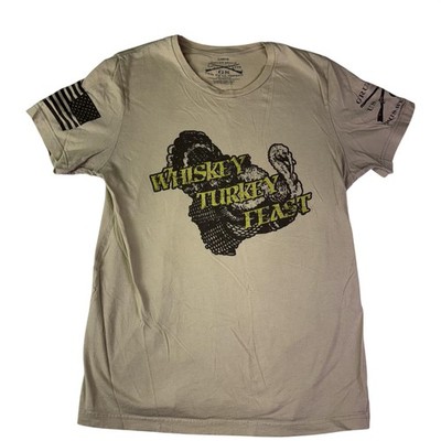 Grunt Style Shirt Mens Large Beige Whiskey Turkey Feast Flag Graphic Tee