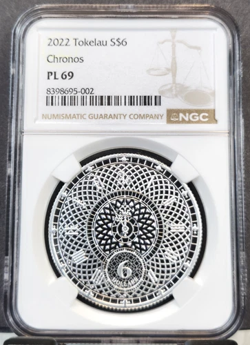 2022 TOKELAU SILVER 6 DOLLARS CHRONOS NGC MS 69 SCARCE GEM BU GREAT DESIGN