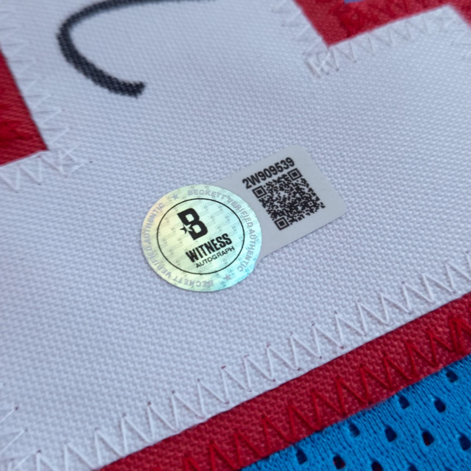 Jersey azul personalizado firmado e inscrito por Warren Moon “HOF 06” | Certificado de autenticidad Beckett Foto 3 de 4