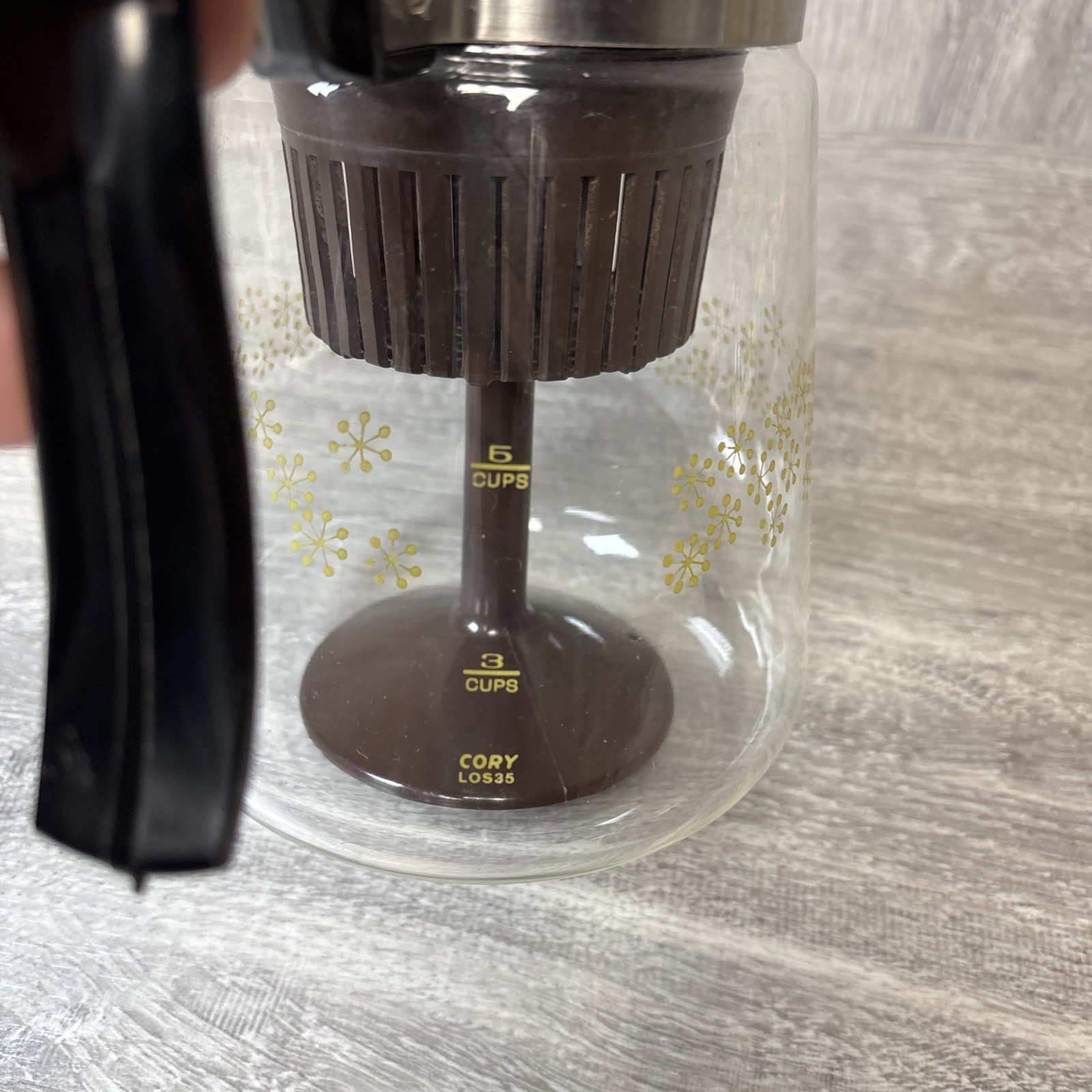 Cory Atomic Stars Glass Coffee Pot Percolator 5 Cup w/ Insert Vintage MCM