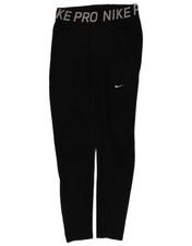 Nike Womens Dri Fit Graphic Leggings UK 16 Large Black Polyester CO09