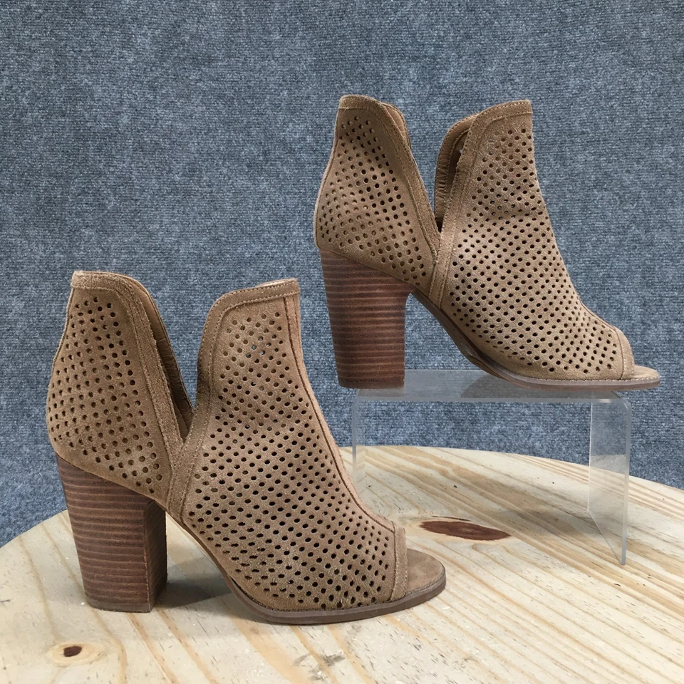 Botas Lucky Brand para mujer 10 W Larise perforadas botín al tobillo marrón gamuza tacones Foto 2 de 4