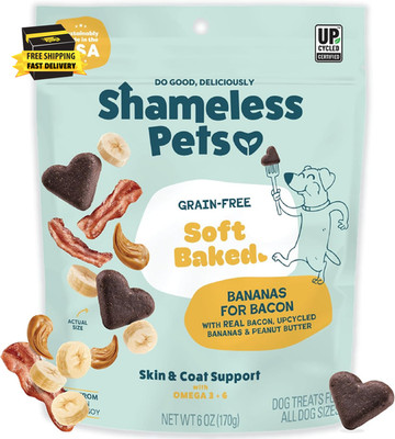 Soft-Baked Dog Treats, Bananas for Bacon - Natural & Healthy Dog Chews for Skin