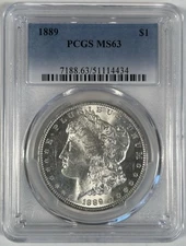 1889 Morgan Silver $1 Dollar Coin PCGS MS 63