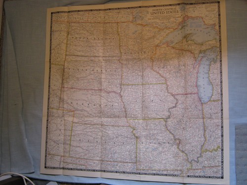 VINTAGE NORTH CENTRAL UNITED STATES WALL MAP National Geographic June 1948