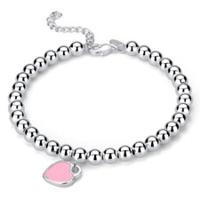 Beads Linked Charm Bracelet 925 Sterling Silver Women Girls Jewellery Gift UK