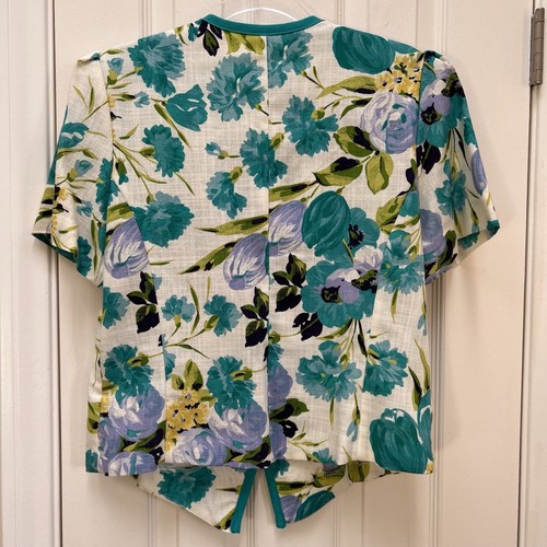 Floral Fitted Short Sleeve Blazer 80s 90s Preppy Bloomcore Princess Diana Chic - Picture 8 of 10