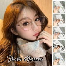 Trendy Office Square Eyewear Jelly Transparent Big Frame Plain Glasses Outdoor