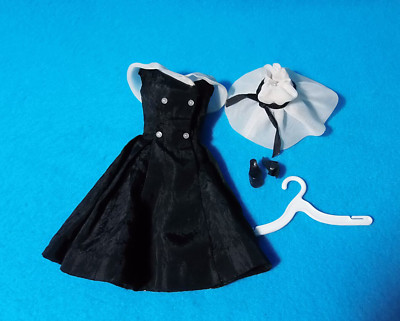 Vintage Barbie Outfit #934 AFTER FIVE  Complete Dress Hat Shoes Black/White