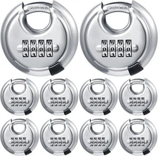 10 Packs 4 Digit Combination Locks Stainless Steel Disc Lock Combo Padlock