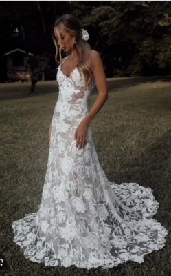 grace loves lace rosa dress Embroidered Floral Lace Wedding Dress A-Line Ivory S Rosie by Grace Loves Lace