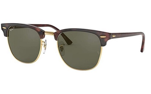 NEW RAY BAN CLUBMASTER RED HAVANA / GREEN POLARIZED 0RB3016 (990/5851) - Picture 2 of 5