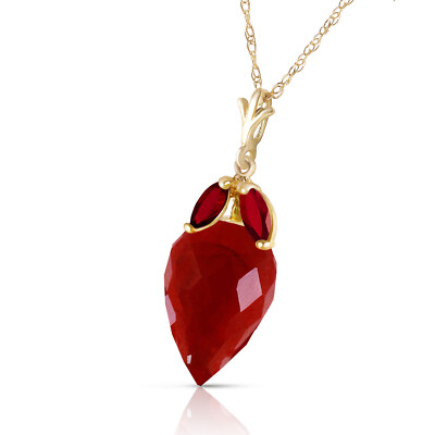 14K. MASSIVE GOLDKETTE MIT SPITZEN BRIOLETTE TROPFEN RUBINEN (Gelbgold)