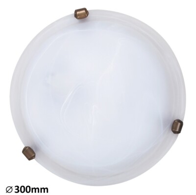 Rabalux 3203 Ceiling Light 1 Spot Alabastro, E27, White, Round, Classic, ø300mm