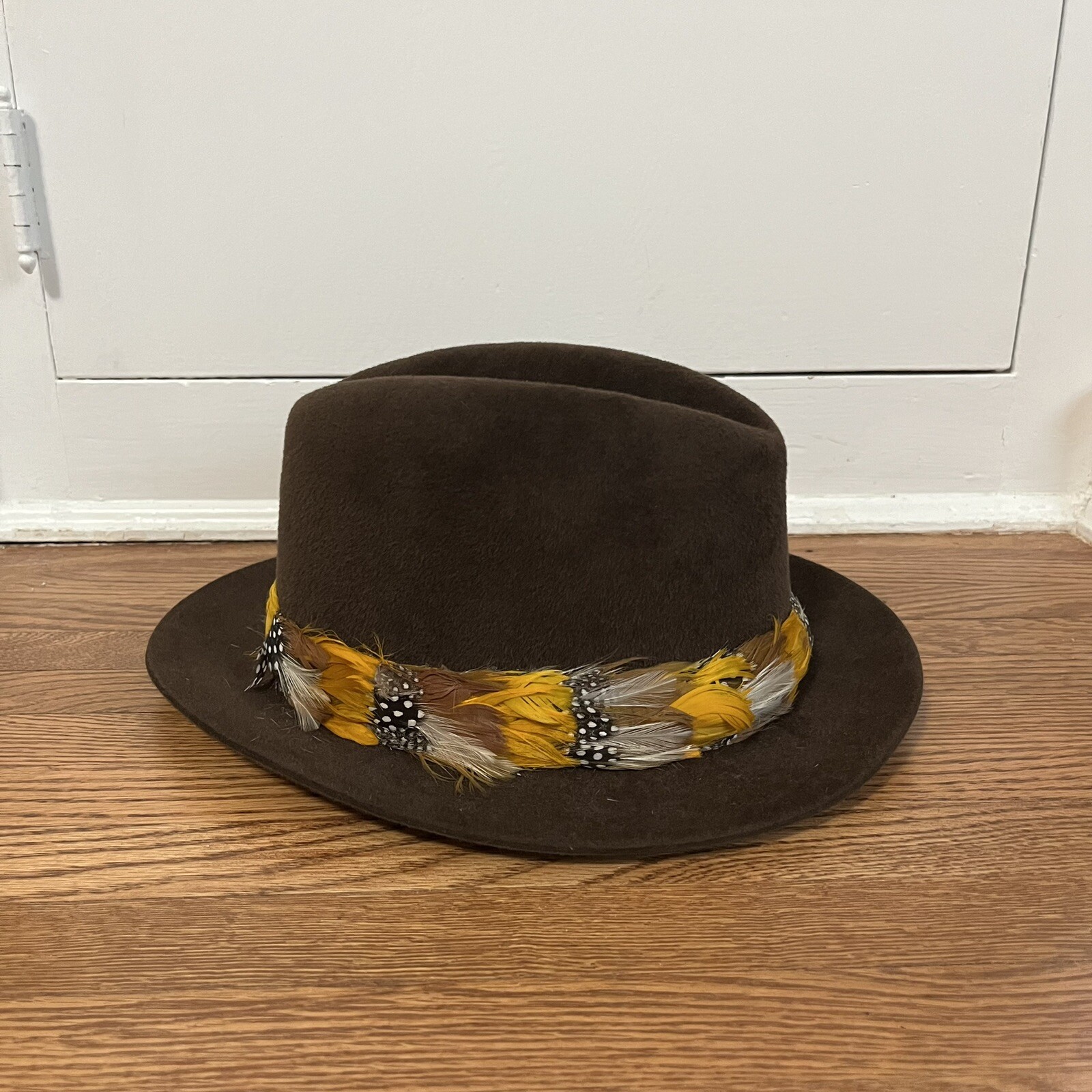 Vintage Adam Fedora Hat Brown Felted Velour Classic Size 7 with Tags-image