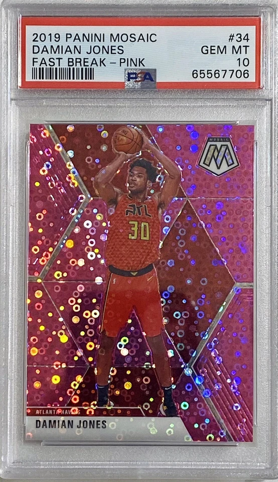 2019 Panini Mosaic #34 Damian Jones NBA Fast Break Pink #7/20 PSA 10 Gem Mint - Image 3 of 4
