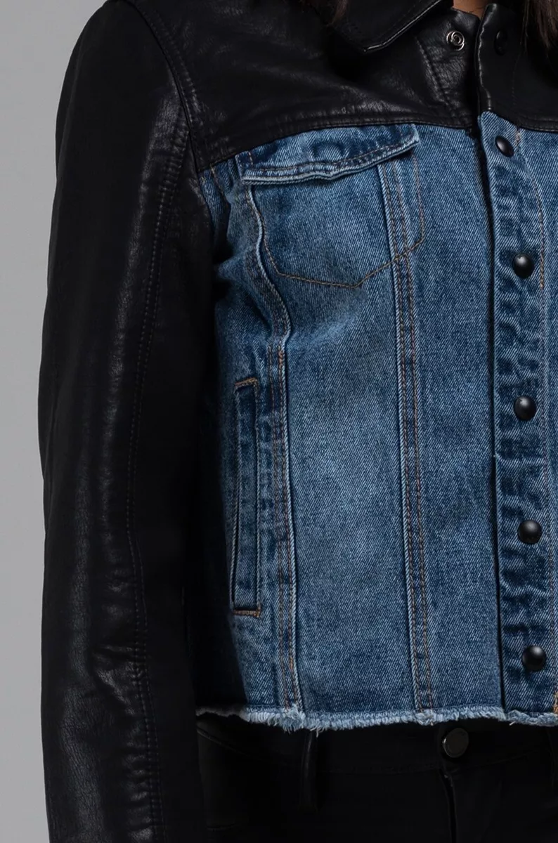 Blanknyc denim hotsell faux leather jacket