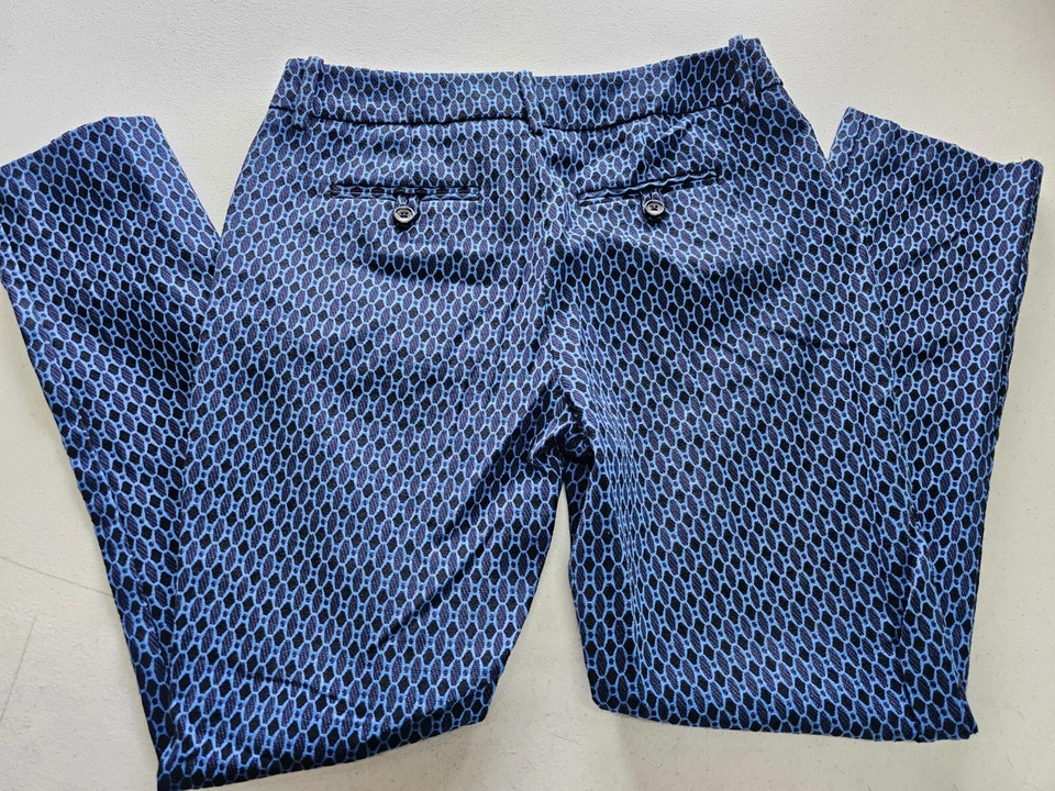 Merona Womens Size 4 (30x26) Blue Print Pants Tapered Leg Oval Pattern - Image 2 of 4