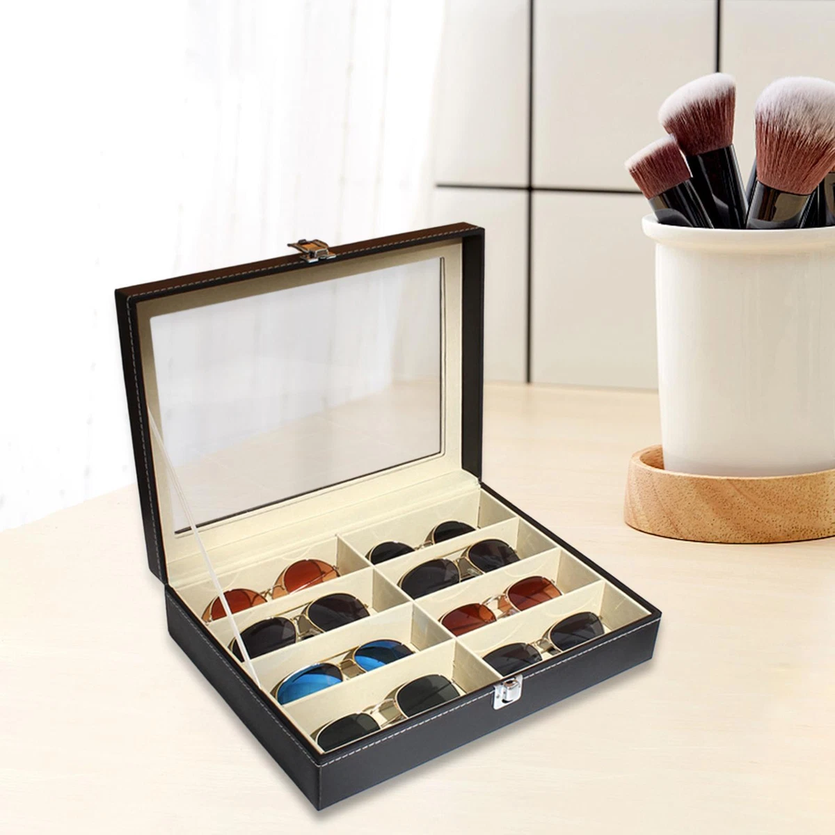 Eyeglasses Eyewear Display Case 8 Compartments Vintage Glasses