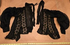 Edwardian Black Silk And Lace Bodice Pieces