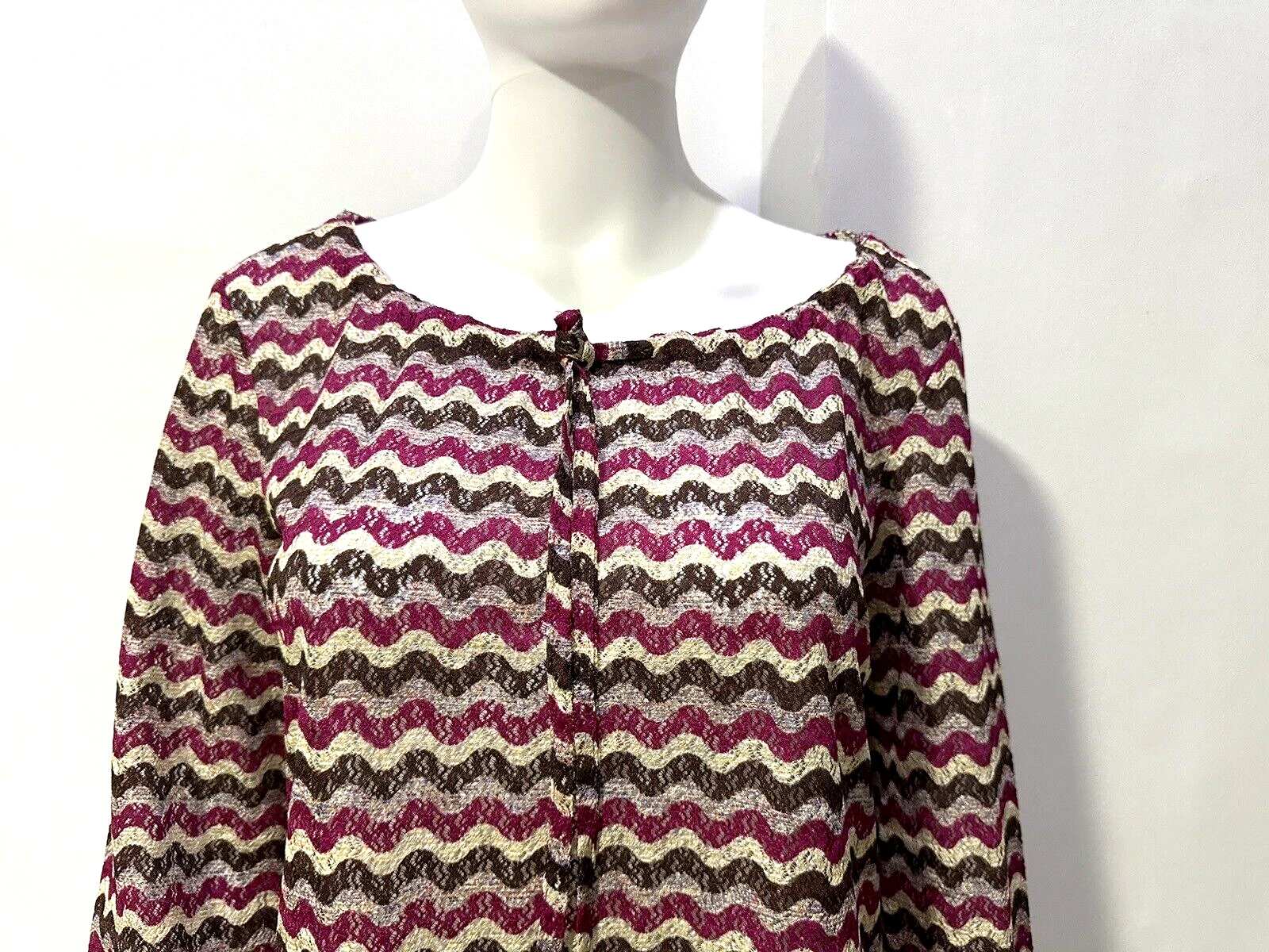 ABITO CORTO A RIGHE KENZO PARIS A MANICHE LUNGHE LAVORATO A MAGLIA WAVE TAGLIA S