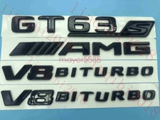 Gloss Black Trunk Fender Badges Emblems for Mercedes Benz GT63 S AMG V8 BITURBO