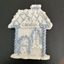 Christmas Resin Refrigerator Magnets Collectible Lrg Christmas Decor Blue House