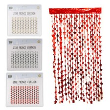 XMAS FOIL STAR FRINGE CURTAINS Tinsel Festive Hanging Curtain Party Door Decor