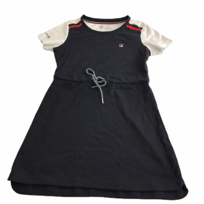 FILA by Giny H Girls Tennis Dress Short Sleeve Dark Blue White Sleeves. 