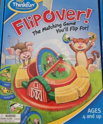 ThinkFun FlipOver Farm Animal Matching Game Think Fun Flip Over COMPLETE & MINT