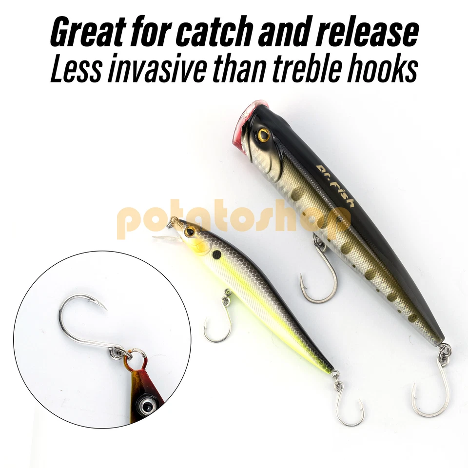 30pcs Inline Single Hooks Replacement Fishing Hooks 8-10/0 Big Eye Carbon Steel - Image 4 of 4